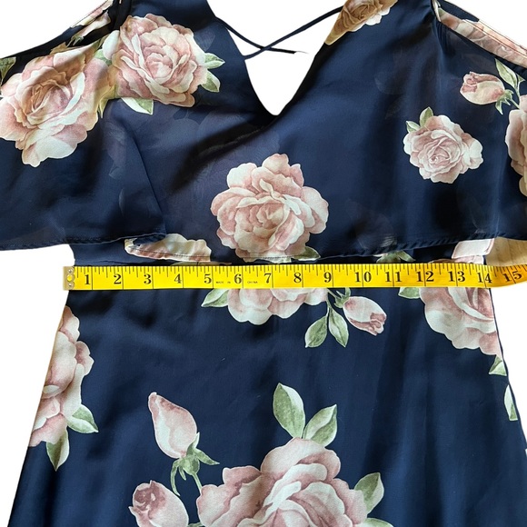 LULUS The Very Thought of You Navy Blue Floral Print Maxi Dress Gown Size M Rose - Picture 11 of 14